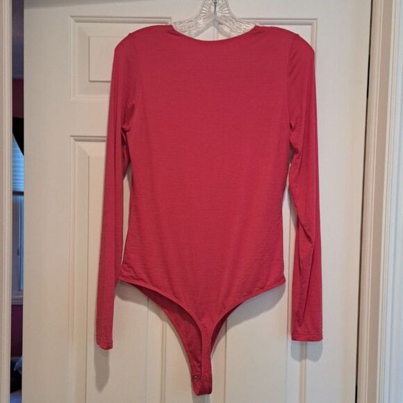 Woolx Sophia Womens Size M Pink Wool Tencel Blend Long Sleeve Bodysuit Top - Picture 2 of 12